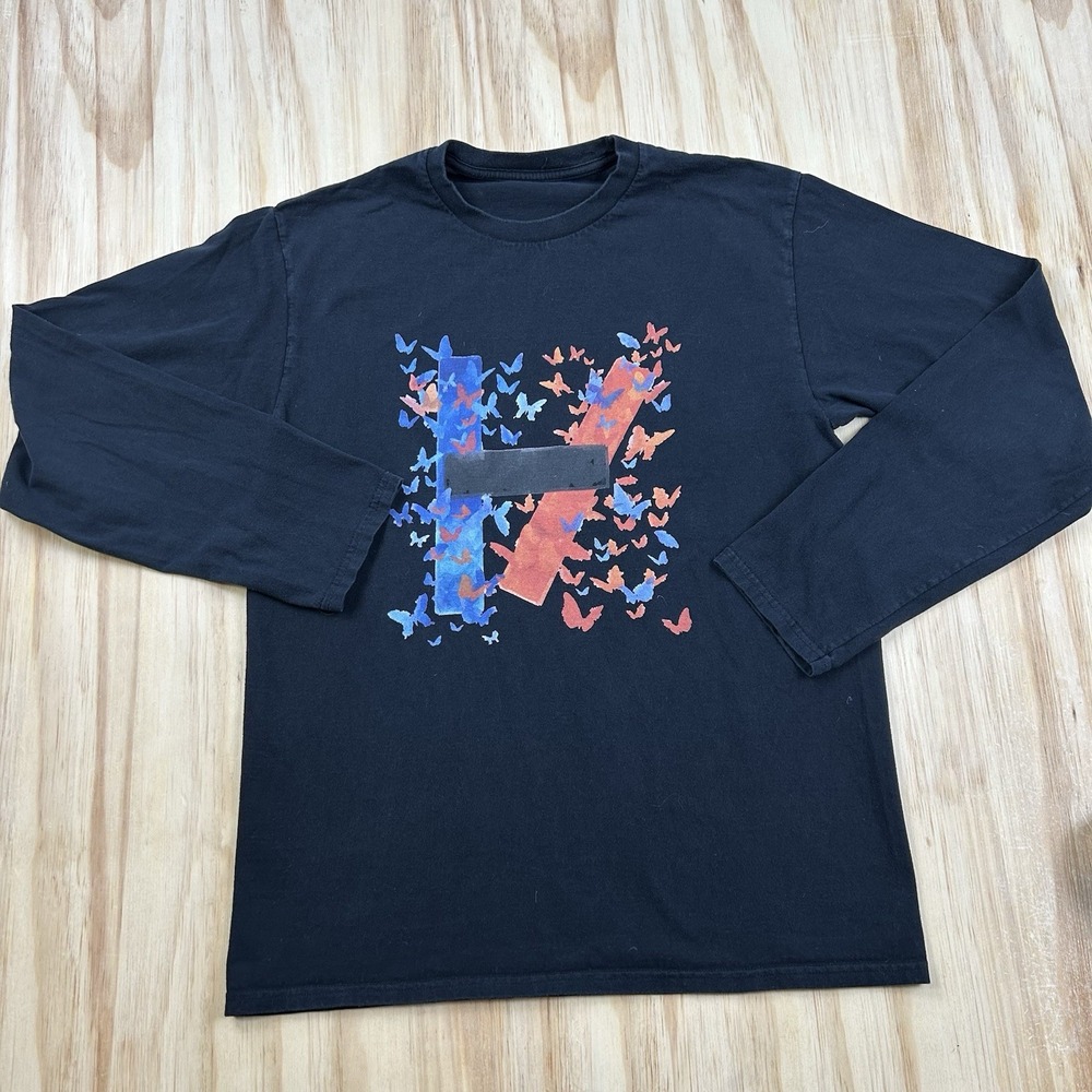 Twenty One Pilots Women's Medium Black Butterfly Long Sleeve T Shirt Graphic